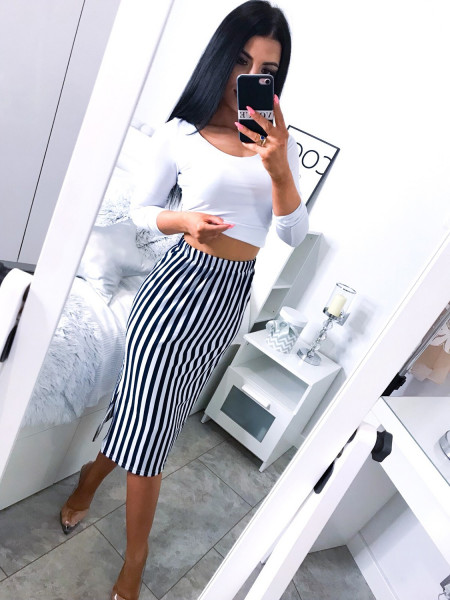 Ołówkowa spódnica w paski z rozporkiem KATERINA 2