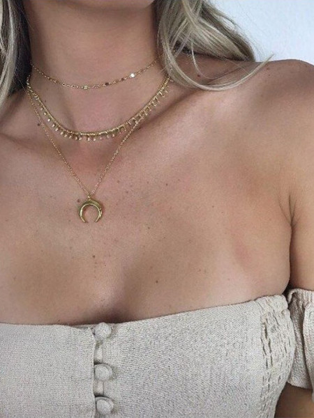 Długi multi naszyjnik księżyc