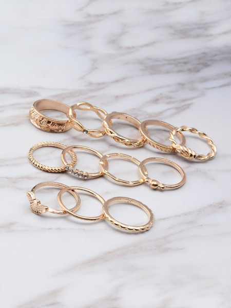 Zestaw 12 pierścionków złote 2