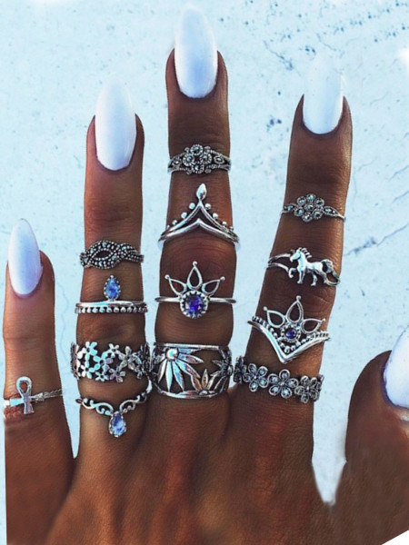 Zestaw 13 pierścionków srebrne