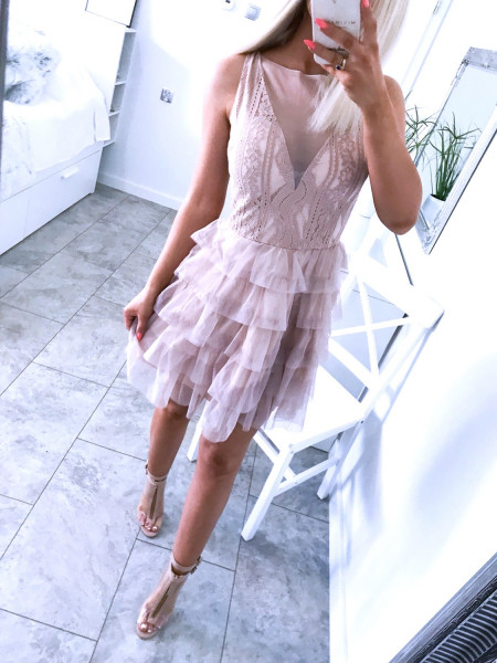 Sukienka mini z koronką i tiulem ANGELA