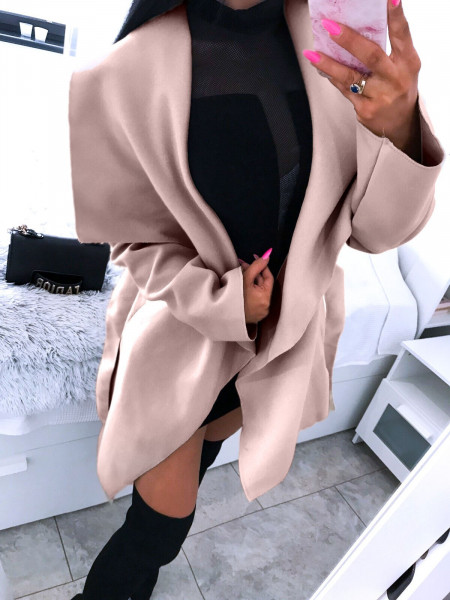 Flauszowy wiązany płaszcz...