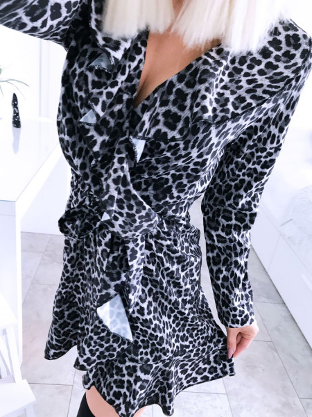 Sukienka z paskiem w panterkowy print SANDY 2