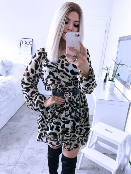 Rozkloszowana sukienka w zwierzęcy print ENRICA