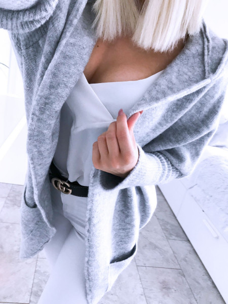 Długi kardigan narzutka z kieszeniami GWEN 2