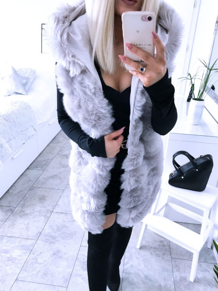 Futrzana kamizelka z kapturem CIARA