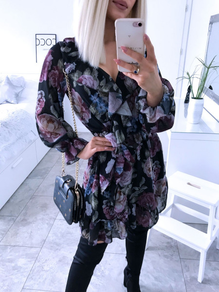 Rozkloszowana sukienka w kwiatowy print LOUIS