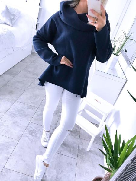 Ciepła dresowa bluza z kominem RUBY - granat 2