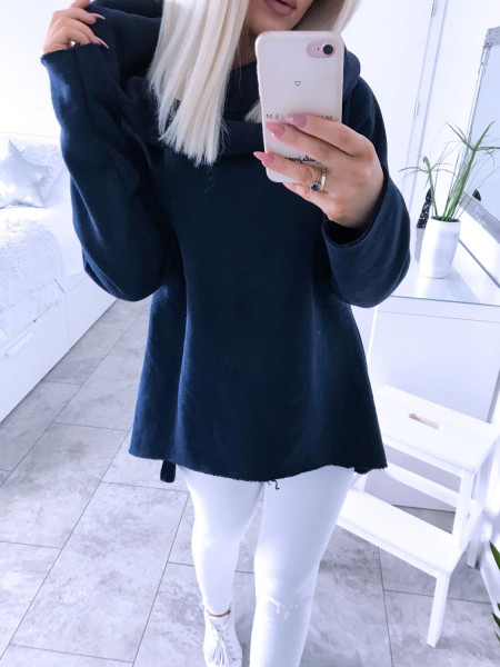 Ciepła dresowa bluza z kominem RUBY - granat