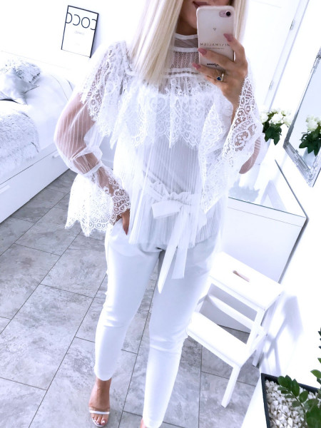 Elegancka tiulowa bluzka ZOE - puder