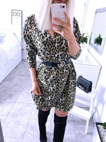 Sukienka w print z przekładanym dekoltem AMBER - wzór 1