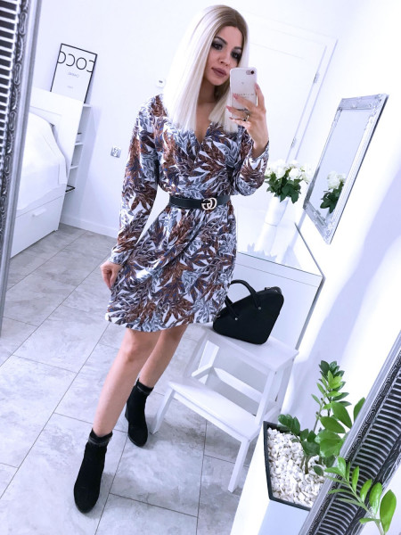 Sukienka w print z przekładanym dekoltem AMBER - wzór 2 2