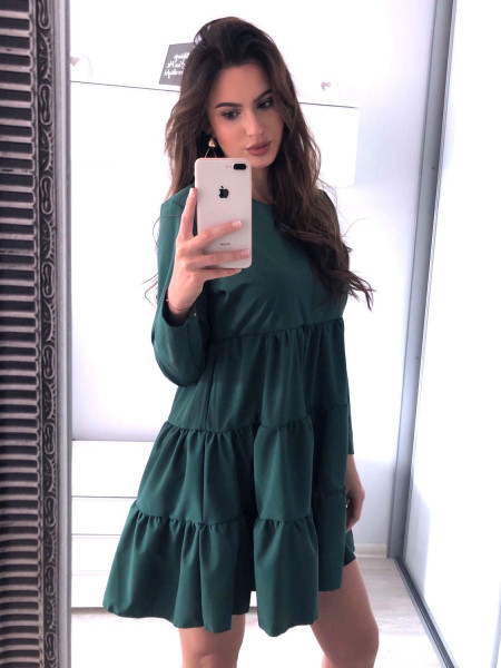 Trapezowa sukienka z falbankami LEXIE - czerń 2