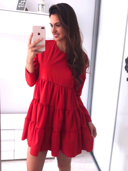 Trapezowa sukienka z falbankami LEXIE - czerń 2