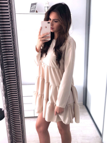 Trapezowa sukienka z falbankami LEXIE - czerń 2