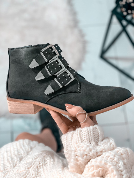 Botki z klamrami - khaki