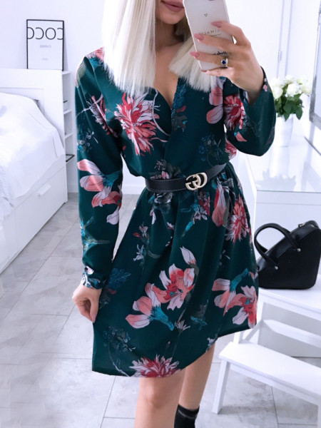 Sukienka w print z przekładanym dekoltem AMBER - wzór 6