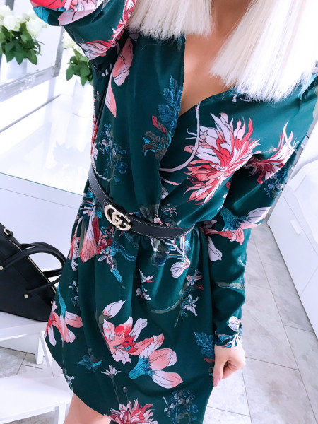 Sukienka w print z przekładanym dekoltem AMBER - wzór 6 2