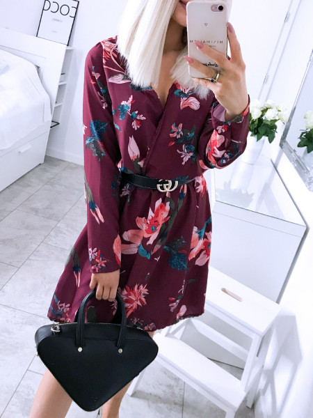 Sukienka w print z przekładanym dekoltem AMBER - wzór 7