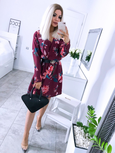 Sukienka w print z przekładanym dekoltem AMBER - wzór 7 2