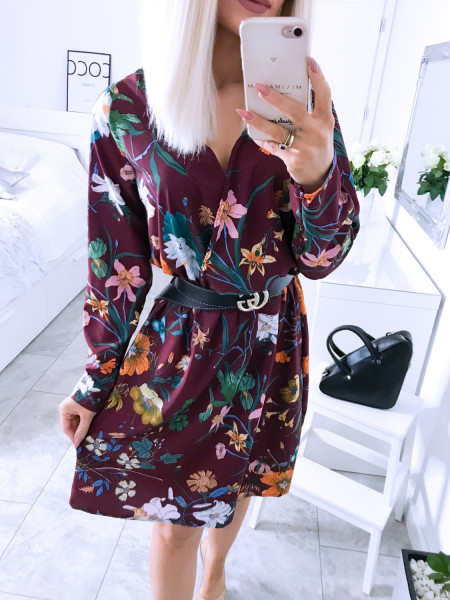 Sukienka w print z przekładanym dekoltem AMBER - wzór 8