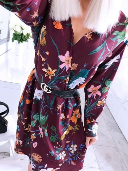 Sukienka w print z przekładanym dekoltem AMBER - wzór 8 2