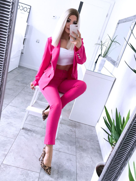 Elegancki garnitur damski KAREN - Neon róż