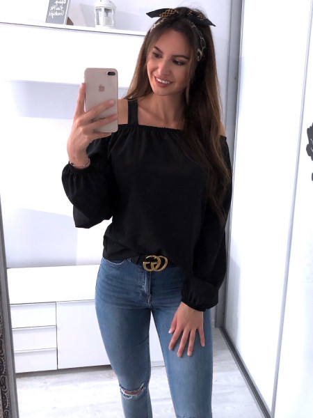 Zwiewna bluzka na ramiączkach EVELYN - czerń