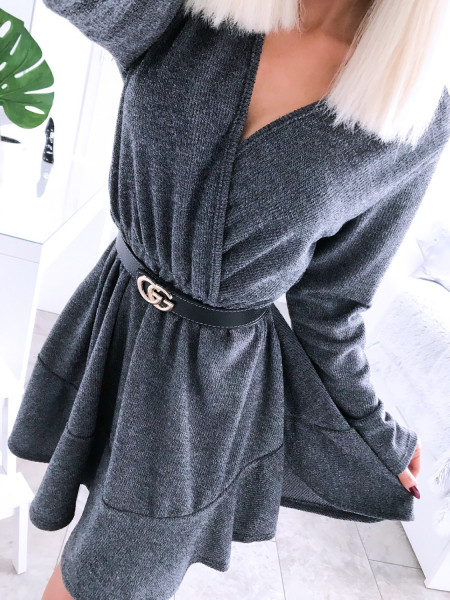 Rozkloszowana sweterkowa sukienka MEGAN - stal 2