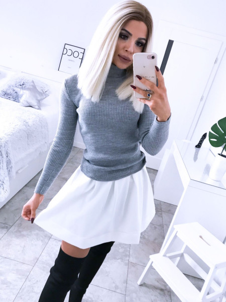 Dopasowany sweterek ze stójką LUIZA - popiel