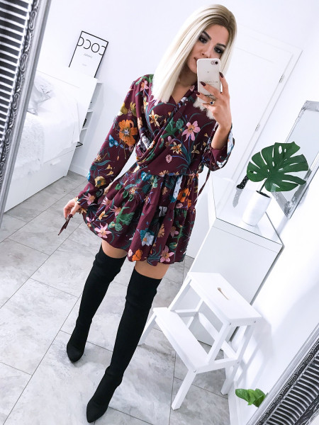 Rozkloszowana sukienka w kwiatowy print KATRIN - wzór 2 2