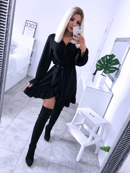 Przekładana sukienka z falbanami Julissa- czerń