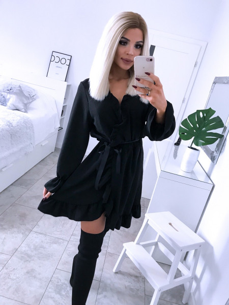 Przekładana sukienka z falbanami Julissa- czerń 2