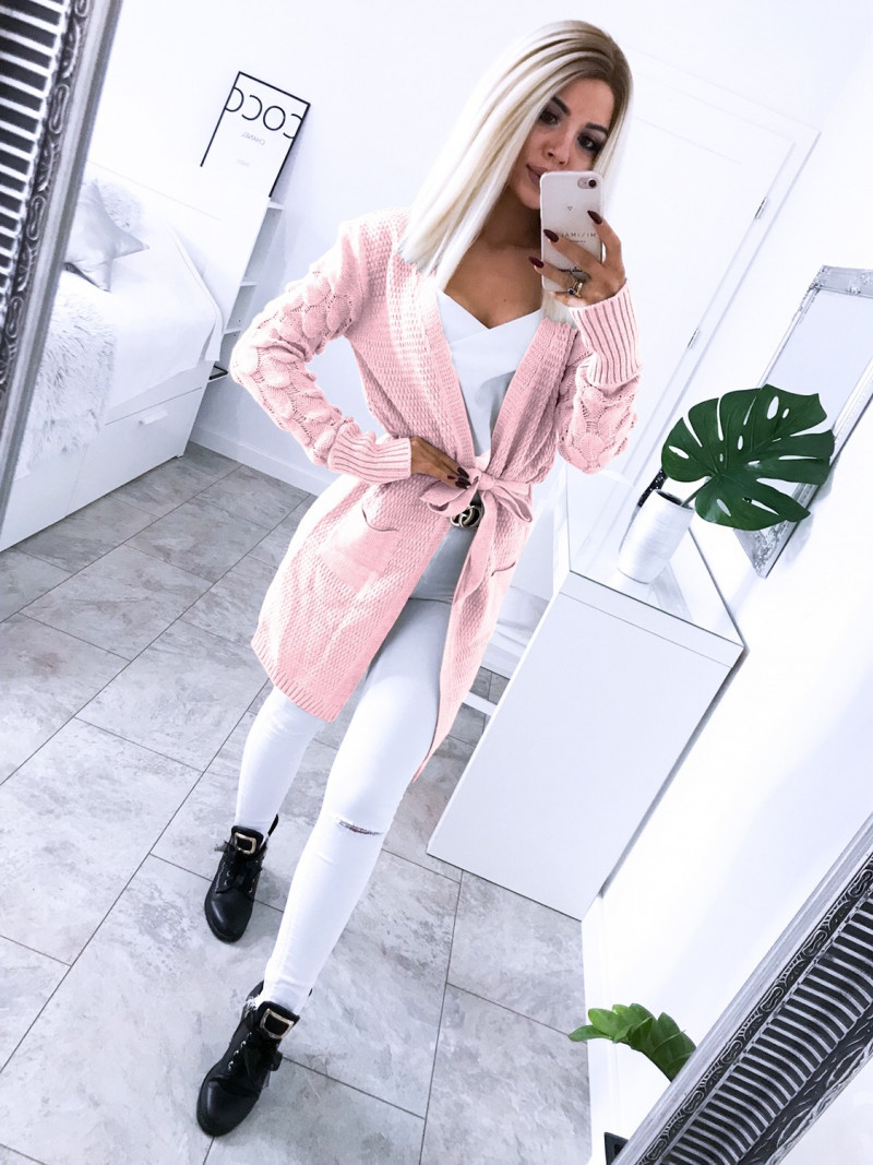 Sweterkowy kardigan Milena - Pudrowy róż