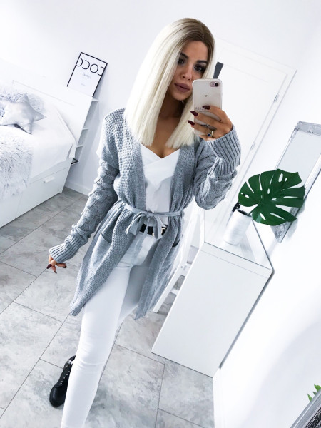 Sweterkowy kardigan Milena - Popiel