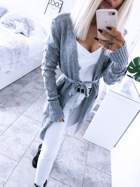 Sweterkowy kardigan Milena - Popiel 2