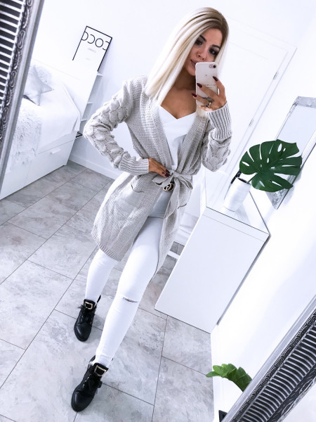 Sweterkowy kardigan Milena - Jasny beż