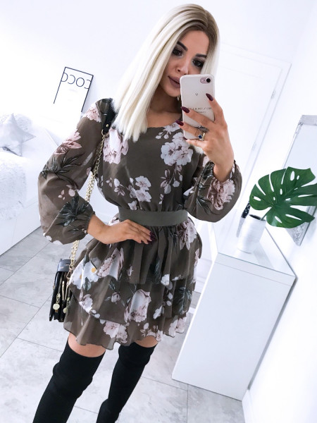 Sukienka z gumą w pasie MARSELA - brąz