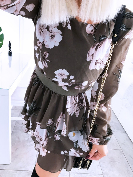 Sukienka z gumą w pasie MARSELA - brąz 2