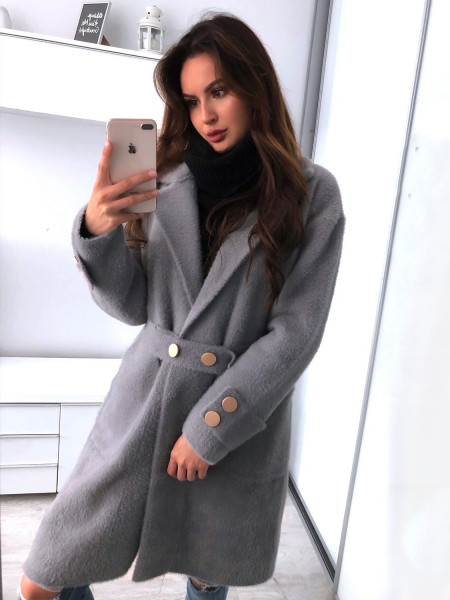 Ciepły płaszcz Alpaka ANIMA- szary  2