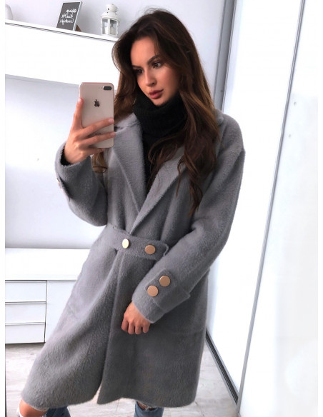 Ciepły płaszcz Alpaka ANIMA- szary 