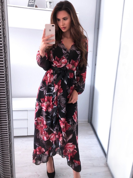 Sukienka maxi z falbaną WERONIKA - Wzór 1