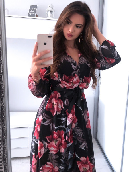 Sukienka maxi z falbaną WERONIKA - Wzór 1 2