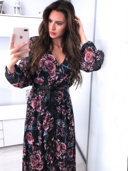 Sukienka maxi z falbaną WERONIKA - Wzór 2 2