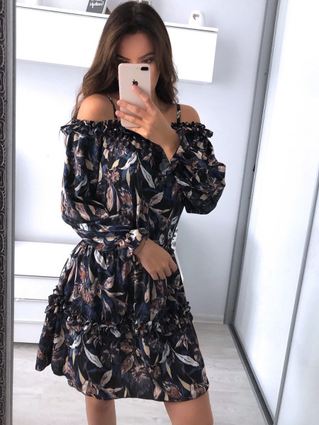 Sukienka z falbankami w print MARIETTA-wzór 1 2