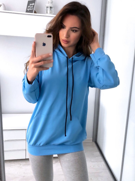 Dresowa bluza z kapturem CAMILLA - błękit
