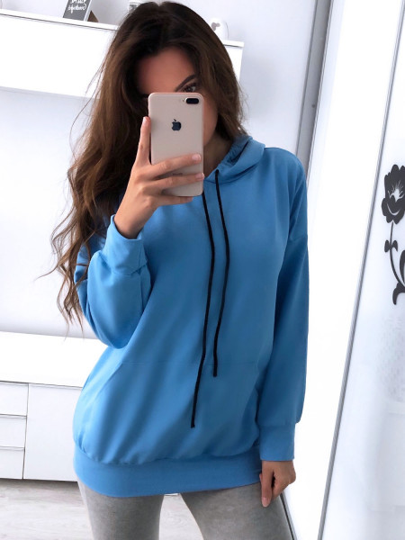 Dresowa bluza z kapturem CAMILLA - błękit 2