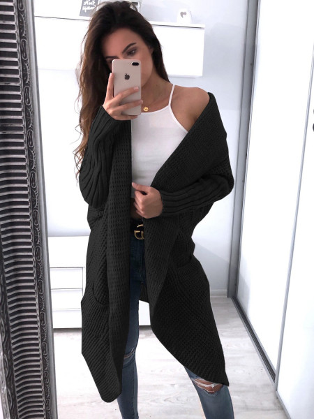 Pleciony sweterkowy kardigan SAIRA - czarny