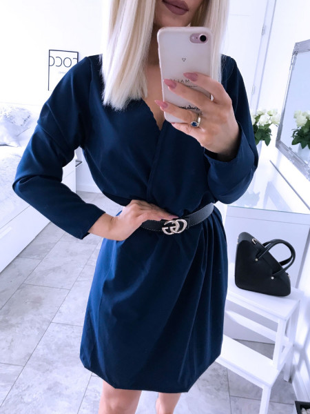 Rozkloszowana sukienka z przekładanym dekoltem MARIA