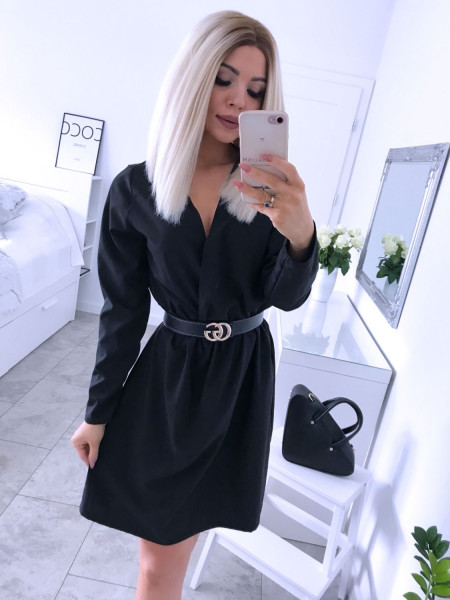 Rozkloszowana sukienka z przekładanym dekoltem MARIA